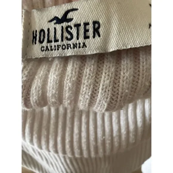 Hollister Off the Shoulder Ribbed Knit Long Sleeve Top Cream White XS - Picture 4 of 4